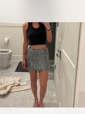 Bailey 44 Black & White Tweed Mini Skirt